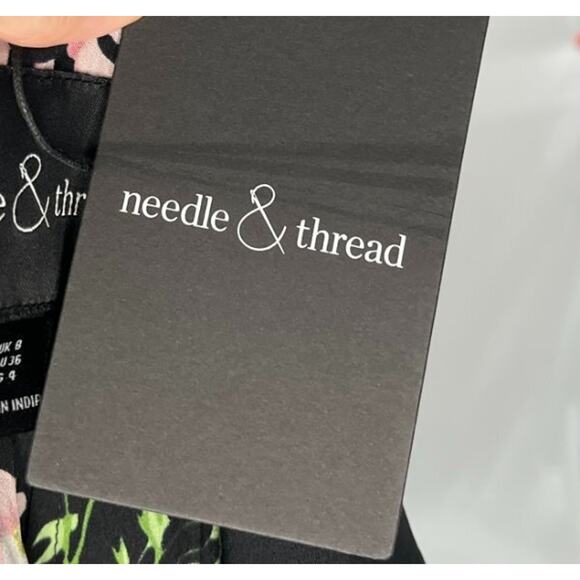 NEEDLE & THREAD Sz 8 UK 4 US Black Floral Beaded Long Maxi Dress Gown NWT - Picture 4 of 15